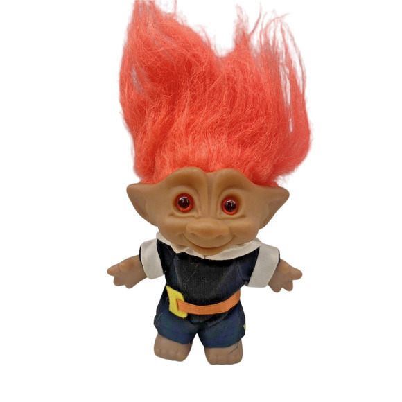 Vintage ACE Pilgrim Thanksgiving 5" Troll Doll With Outfit and Orange Hair Eyes - Picture 1 of 7